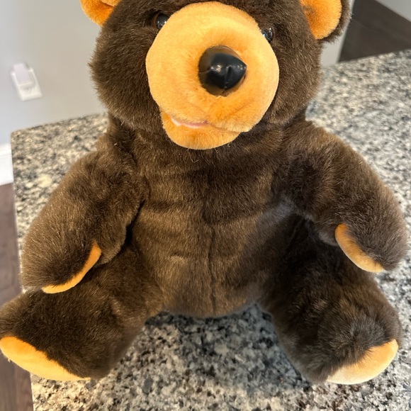 Dark Brown Bear Plush... with golden accents, soft and adorable - Picture 2 of 7